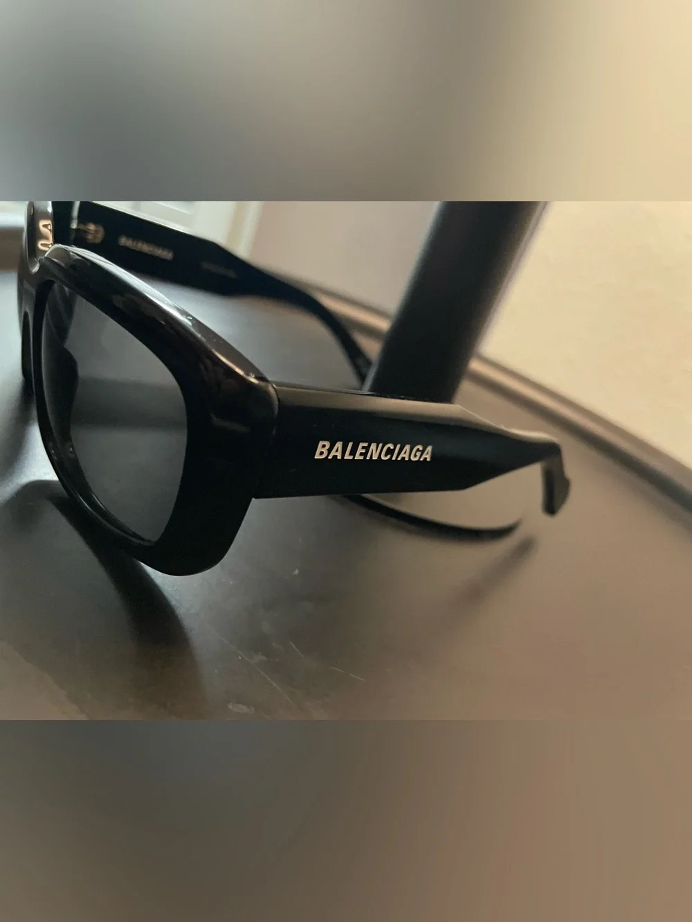 Balenciaga BB0072S 001 Oversized Black Logo Sunglasses - No Case